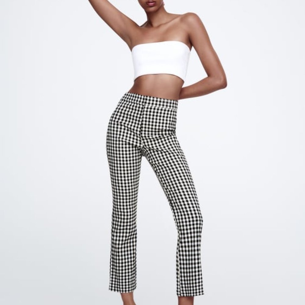 Zara Plaid Black & White Trousers